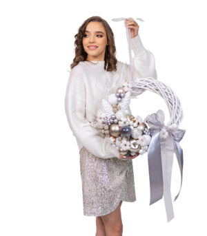 Coronita pentru Usa de Craciun - Silver - imagine 2