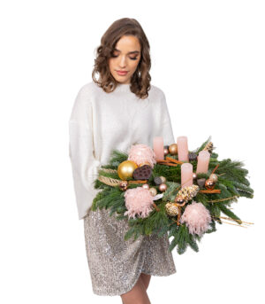 Coronita de Advent Roz Diafan - imagine 3