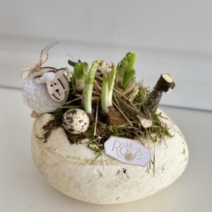Aranjament Floral de Paste cu Ou si Narcise - imagine 2